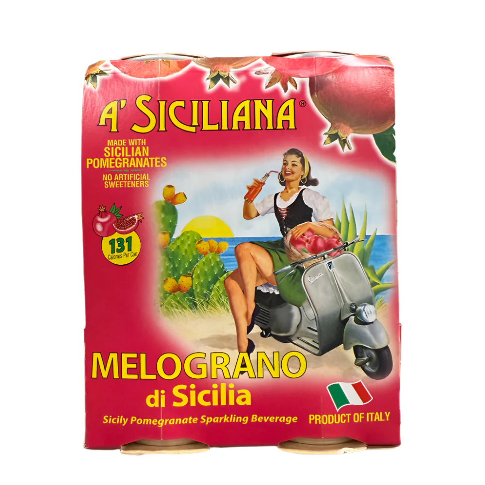 A' Siciliana Sicilian Pomegranate Sparkling Beverage, Melograno di Sicilia, 4 x 330ML