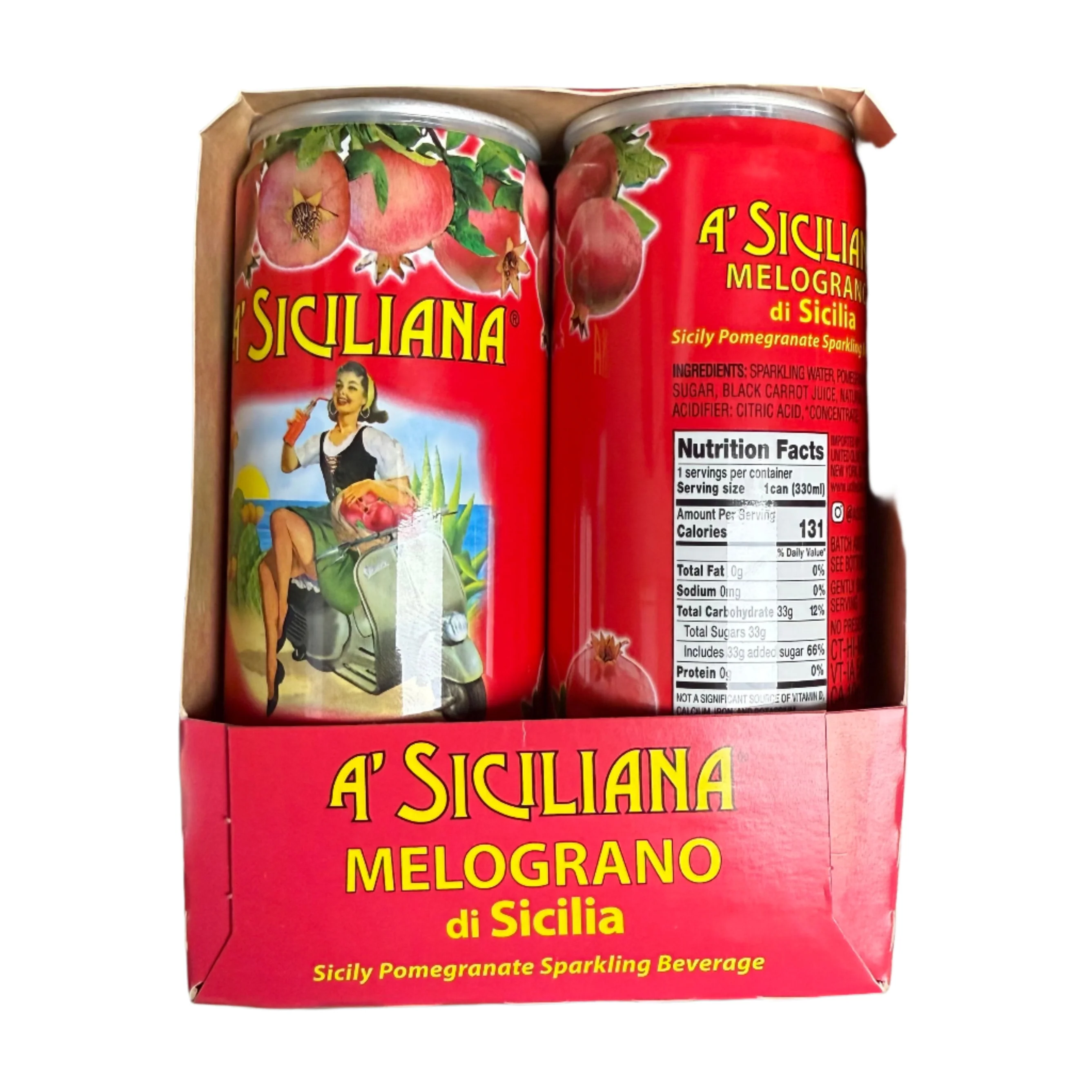 A' Siciliana Sicilian Pomegranate Sparkling Beverage, Melograno di Sicilia, 4 x 330ML - Image 3