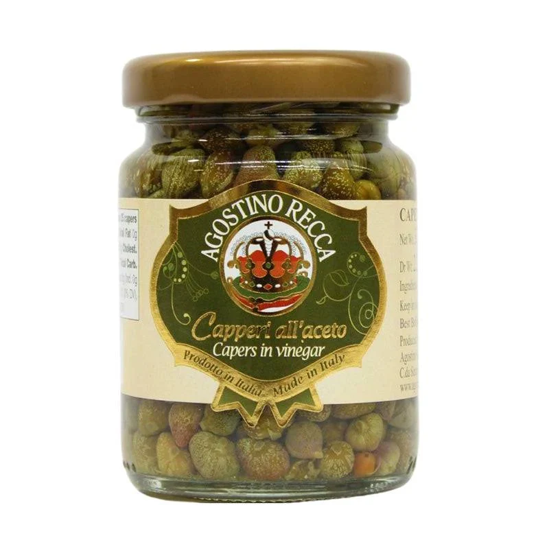 Agostino Recca Capers in Vinegar – 3.74 oz (106g)