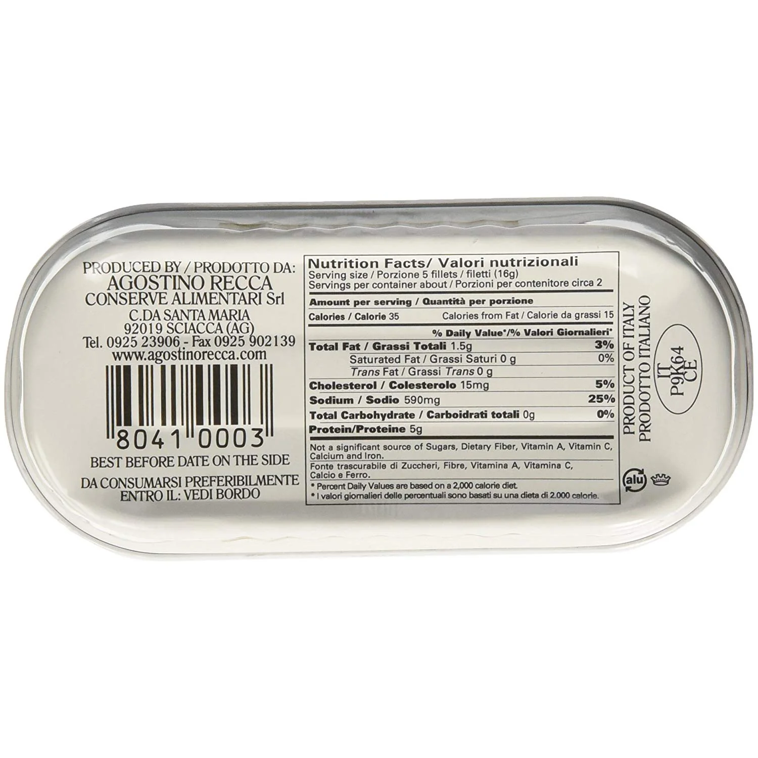 Agostino Recca Flat Fillets of Anchovies in pure Olive Oil, 56g - Image 2