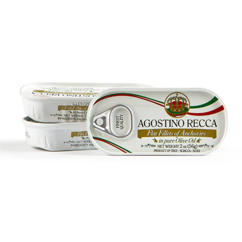 Agostino Recca Flat Fillets of Anchovies in pure Olive Oil, 56g - Image 3