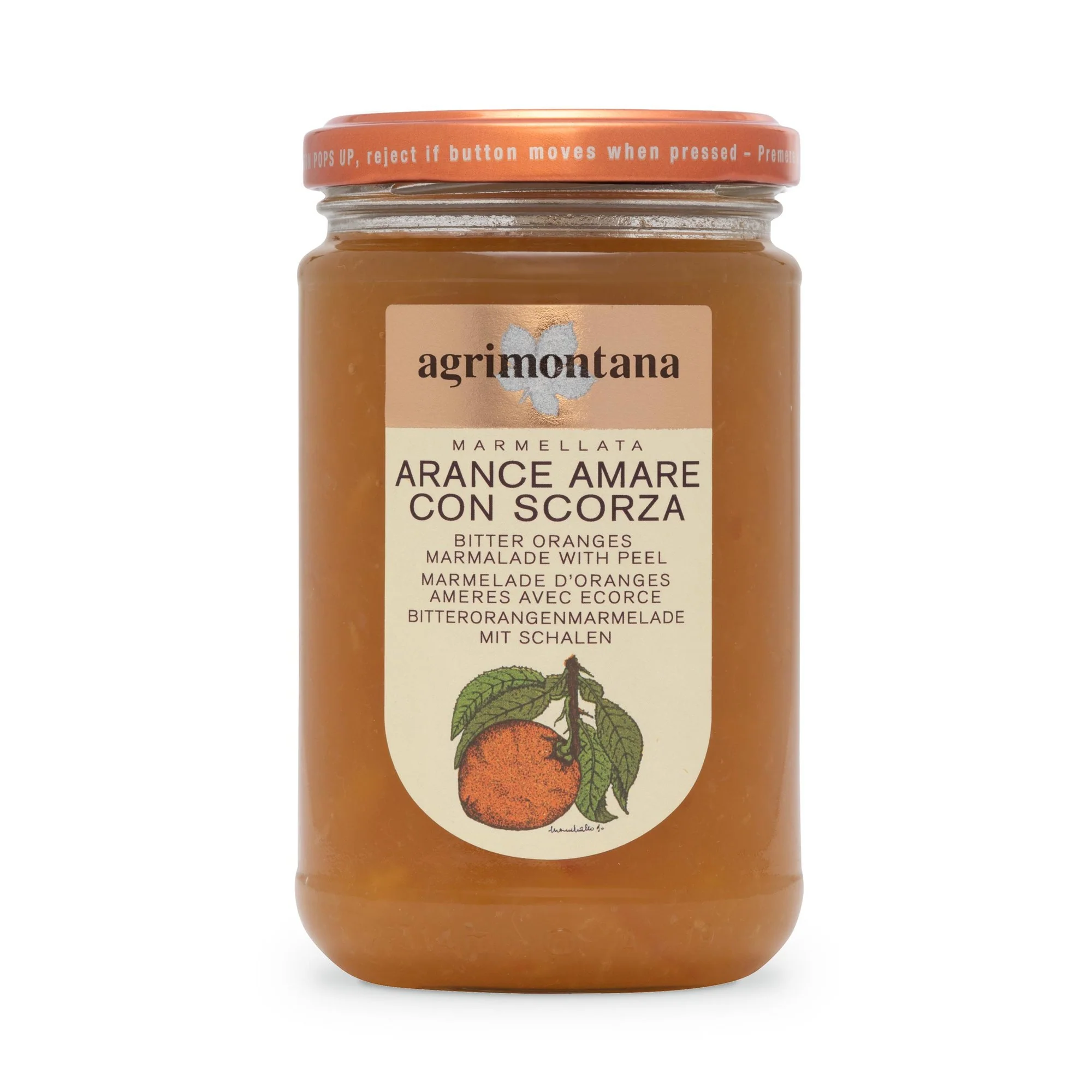Agrimontana Bitter Oranges Marmalade with Peel, Arance Amare, 12.3 oz | 350g