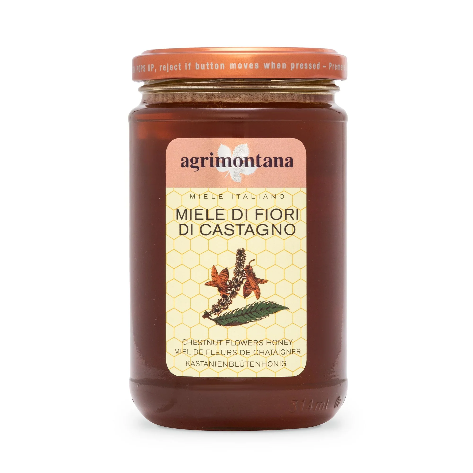 Agrimontana Chestnut Flower Honey, Miele di Fiori di Castagno, 14.1 oz | 400g