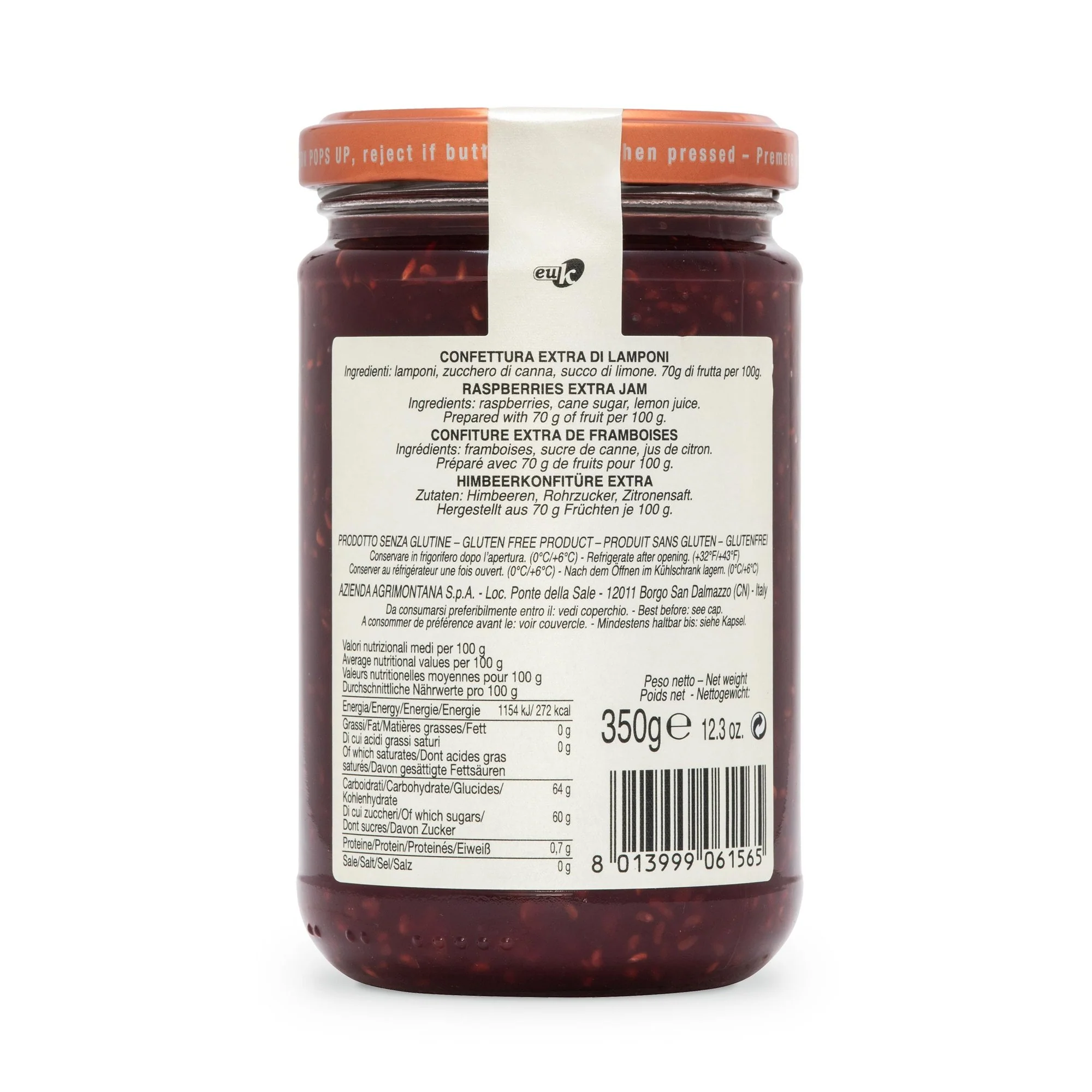 Agrimontana Raspberries Extra Jam, Lamponi, 12.3 oz | 350g - Image 4