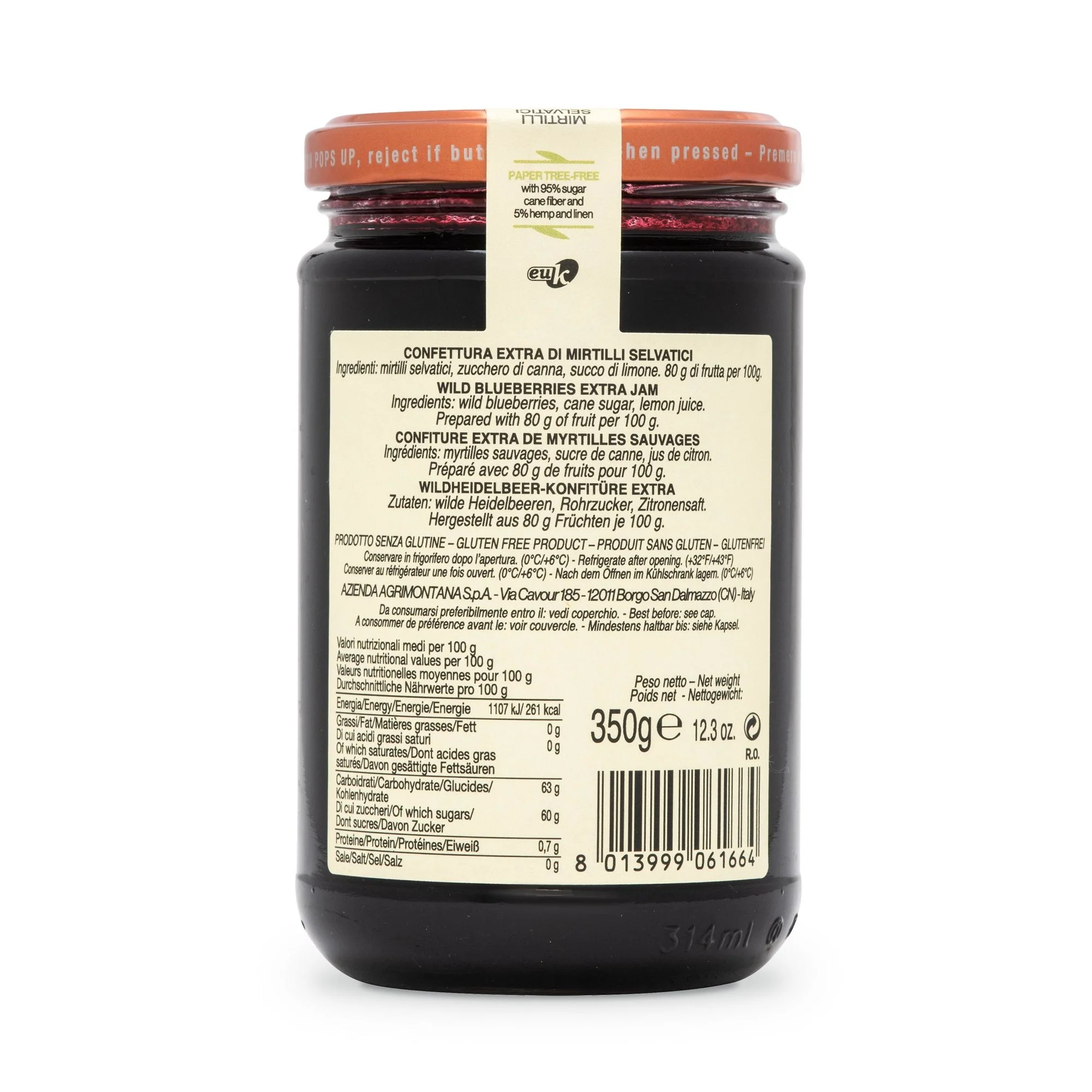 Agrimontana Wild Blueberries Extra Jam, Mirtilli Selvatici, 12.3 oz | 350g - Image 4