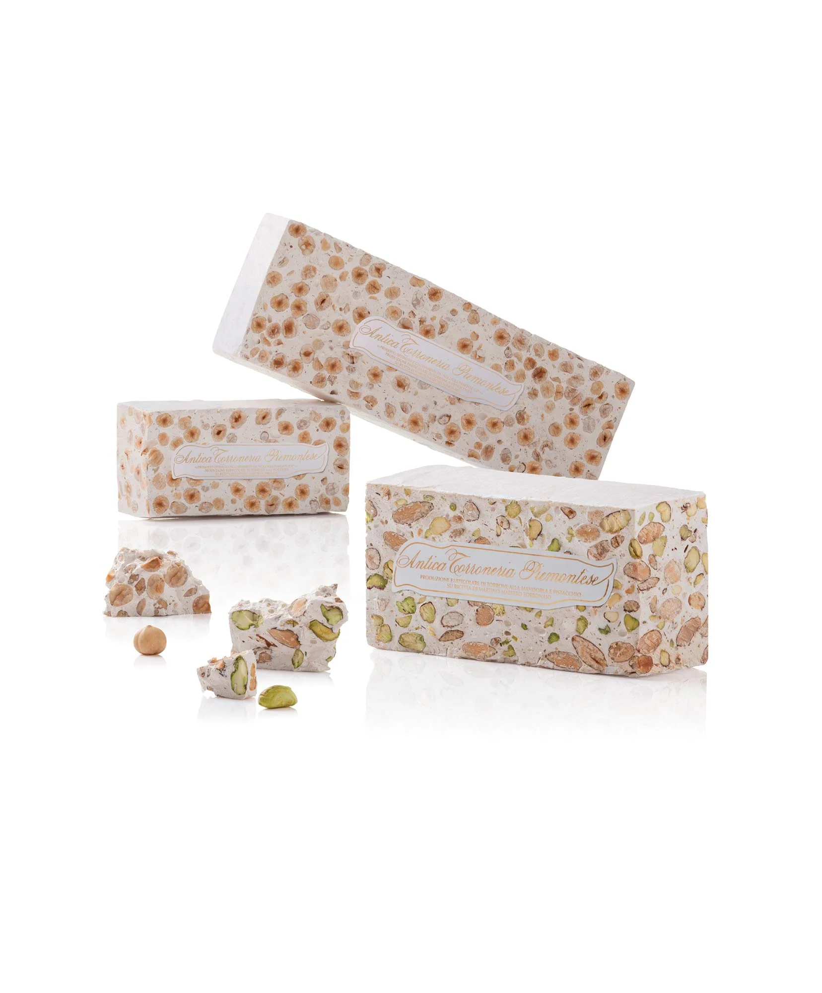 Antica Torroneria Piemontese Crunchy Torrone,  Pistachio & Almond, 17.50 oz | 500g