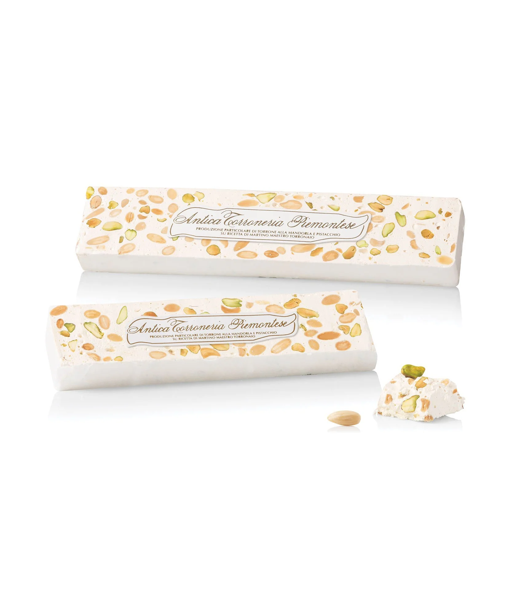 Antica Torroneria Piemontese Crunchy Torrone, Pistachio & Almond, 8.75 oz | 250g