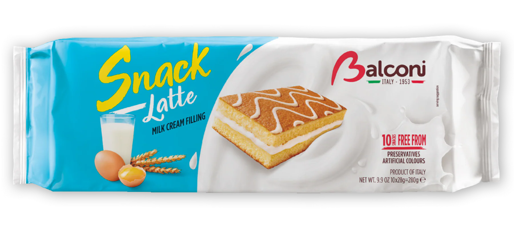 Balconi Milk Snack, Snack al Latte, 10 x 28g = 280g