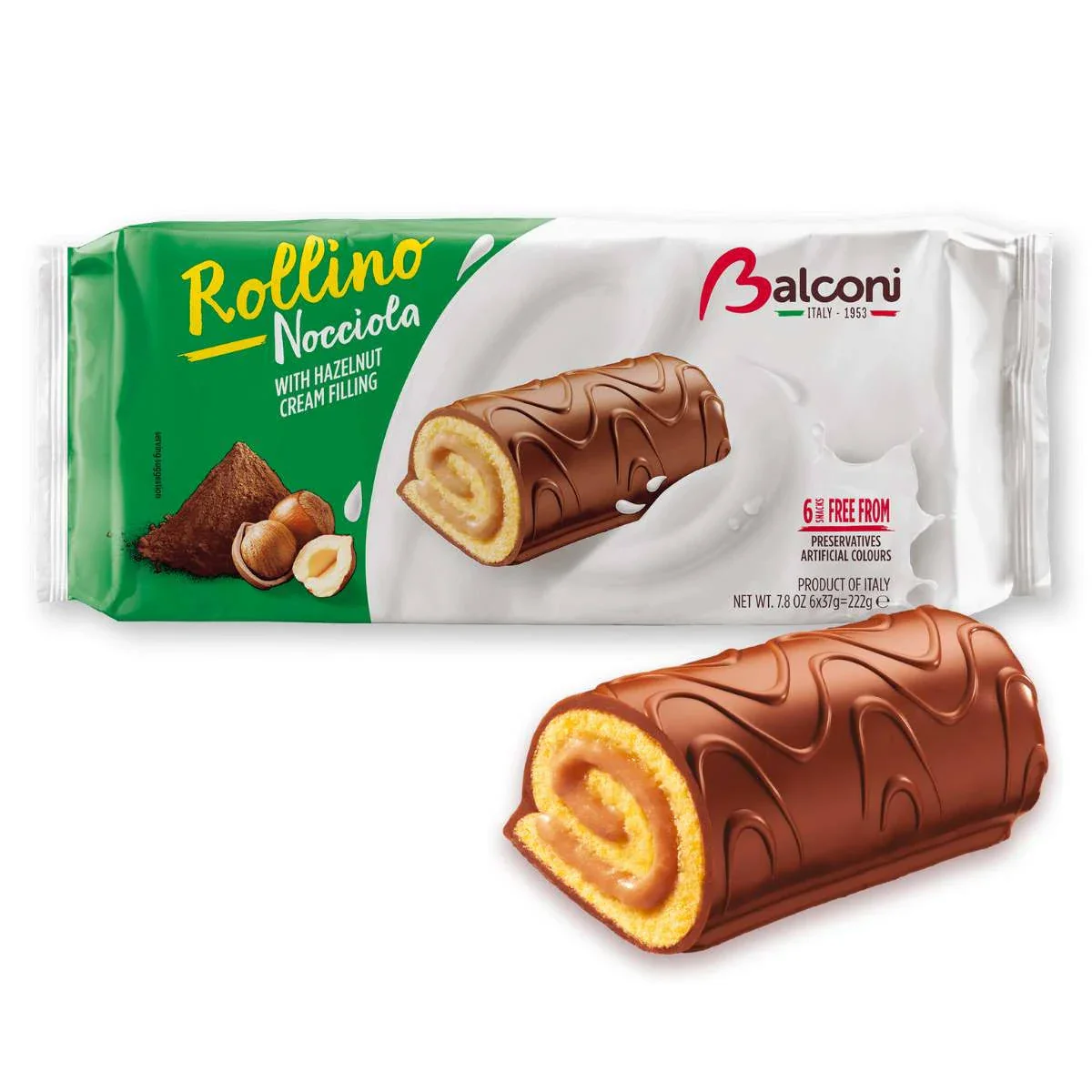 Balconi Rollino Nocciola, with Hazelnut Cream, 7.8 oz | 222 g - Image 2