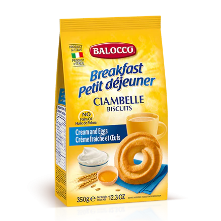Balocco Ciambelle Biscuits, Cream & Egg Cookies, 12.3 oz | 350g