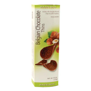 Belgian Chocolate Thins, Hazelnut, 4.4 oz | 125g
