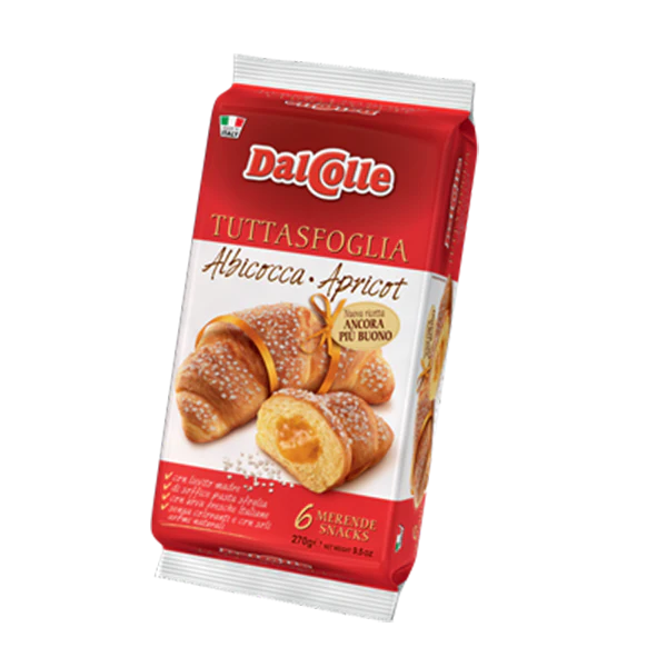 Dal Colle Apricot Croissants, 6 Pack, 9.52 oz | 270g