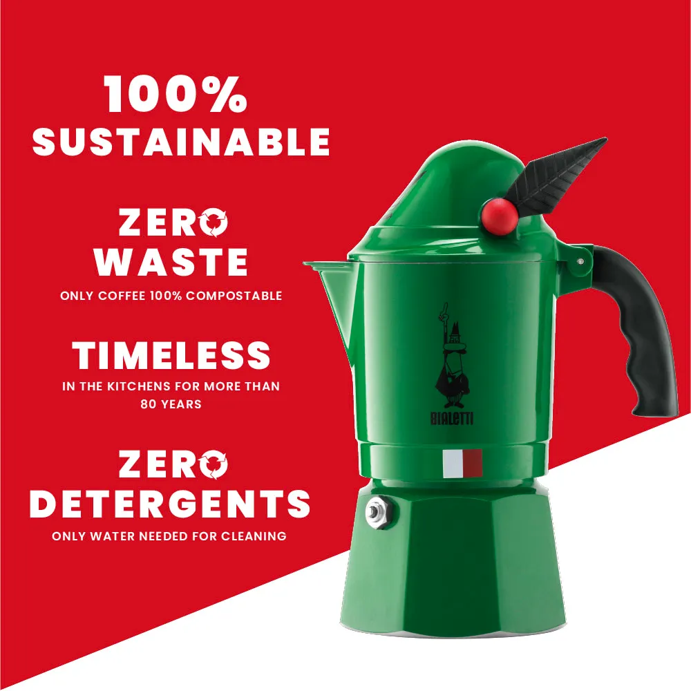 Bialetti Moka Express Alpina, 3-Cup Stovetop Espresso Machine, Green - Image 5