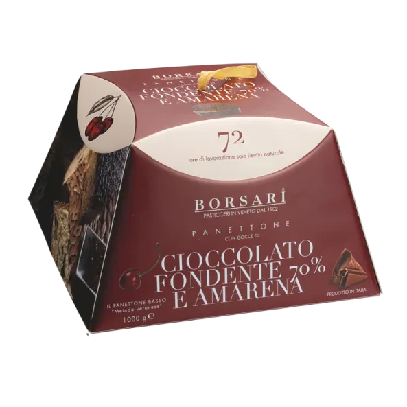 Borsari Dark Chocolate and Black Cherry Panettone, 35.2 oz | 1kg