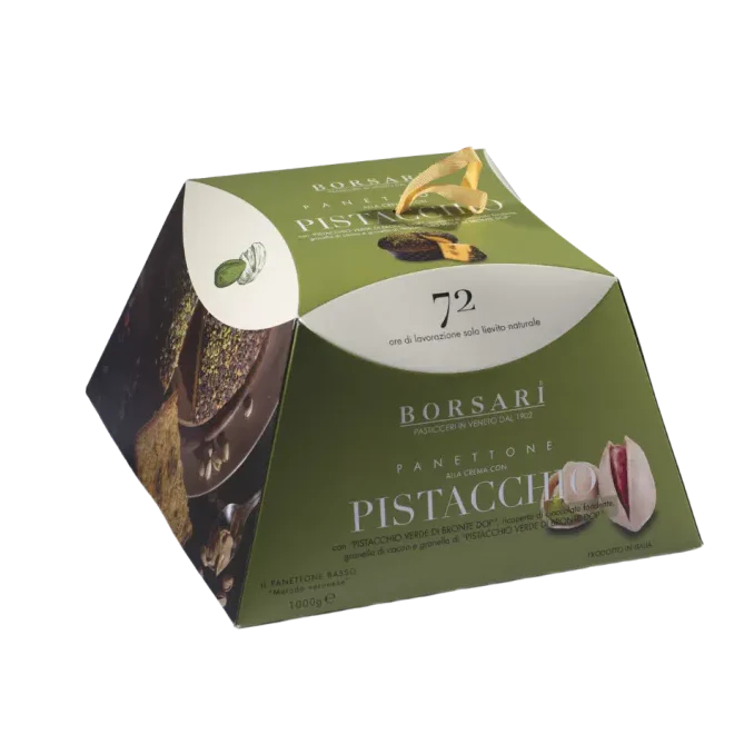 Borsari Pistachio Panettone Covered with Dark Chocolate, 35.2 oz | 1kg
