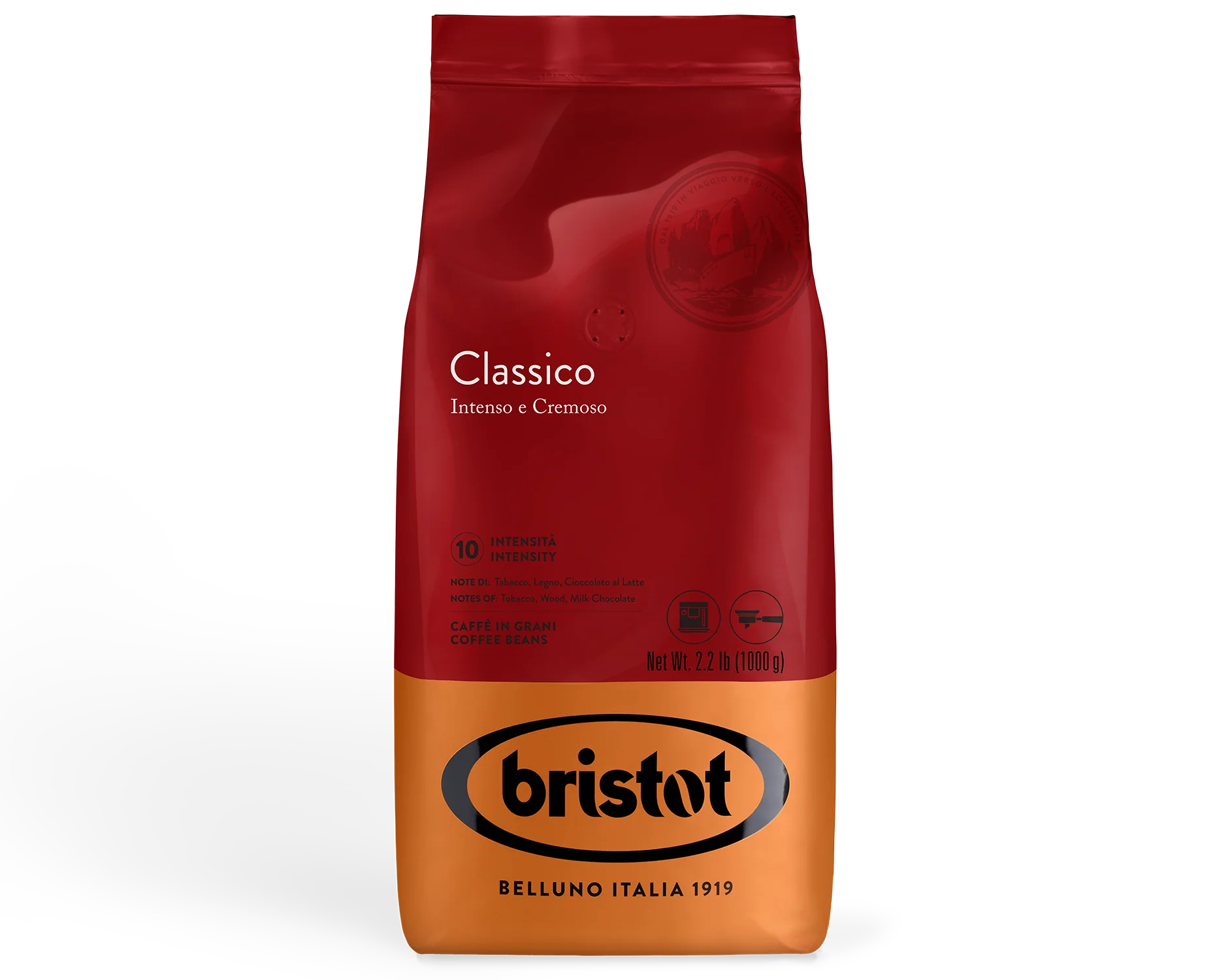 Caffe Bristot Classico Intenso e Cremoso, Coffee Beans, 2.2 lb | 1000g