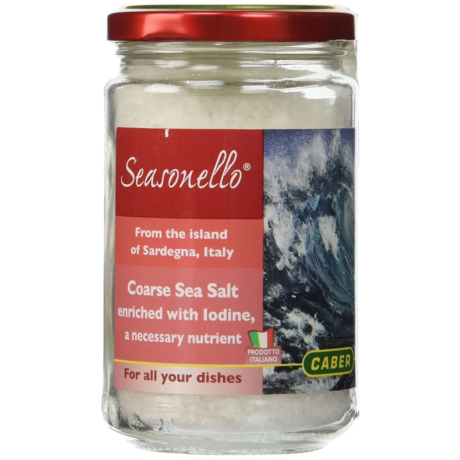 Caber Seasonello Coarse Iodized Sea Salt, Coarse, 10.58 oz Jar