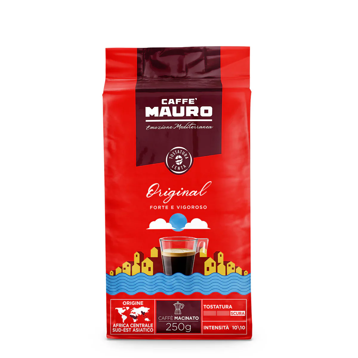 Caffe Mauro Ground Original, Strong Dark Roast, 10/10, 8.8 oz | 250g