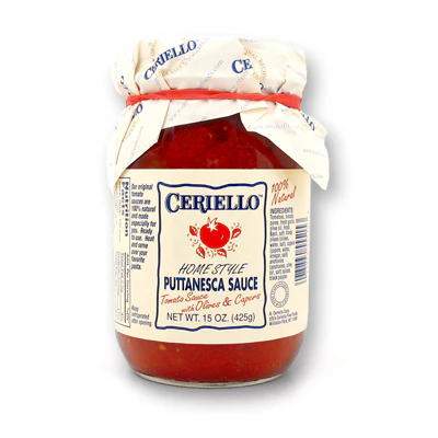 Ceriello Puttanesca Sauce, Tomato With Olives & Capers, 15 oz | 425g