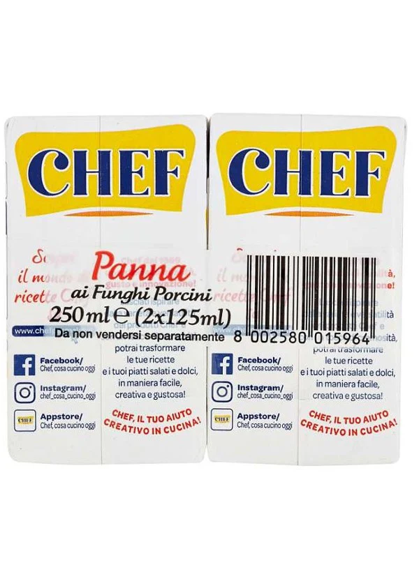 Chef Panna al Funghi – Cream with Mushrooms, 2x125ml - Image 2