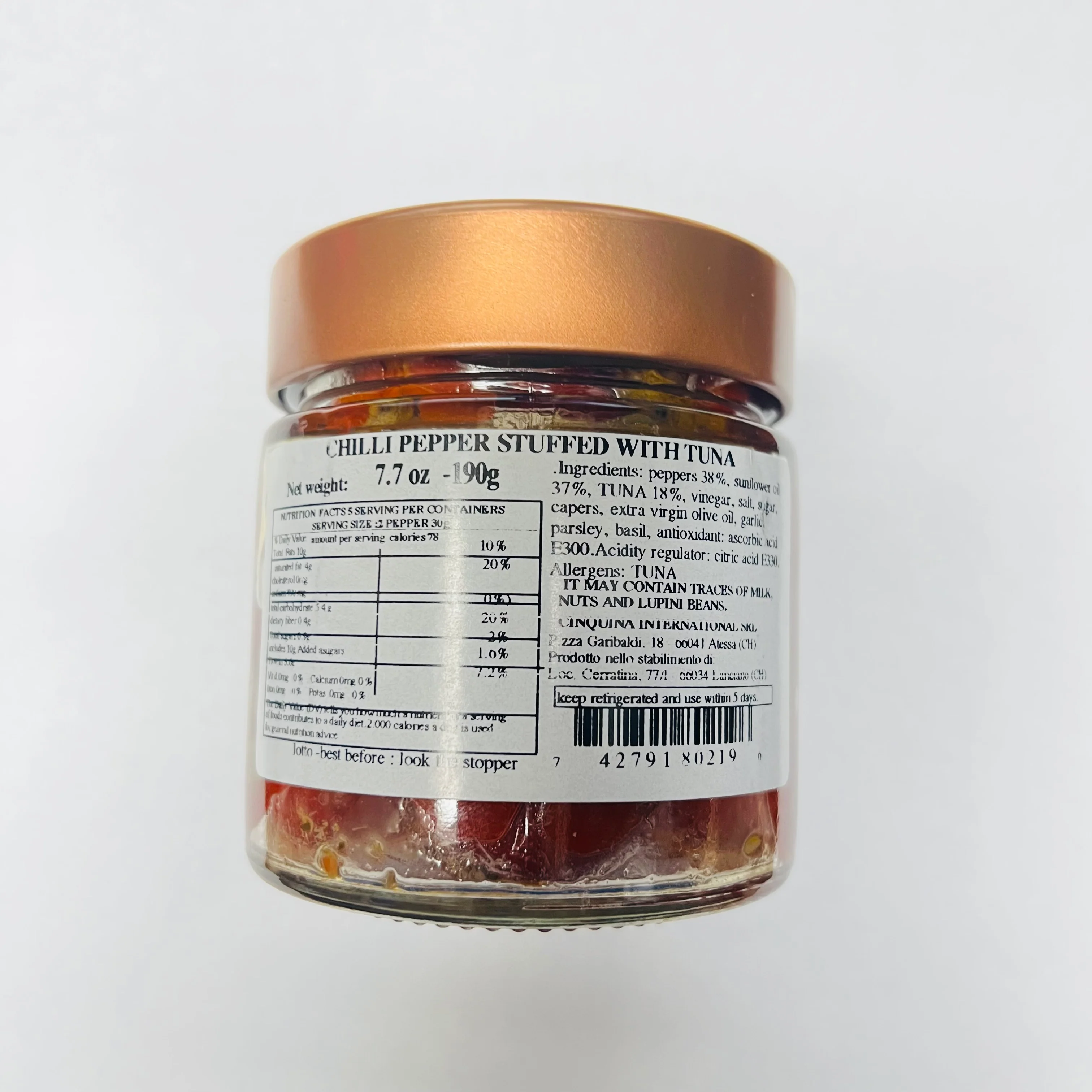 Cinquina Chilli Peppers Stuffed with Tuna, 7.7 oz | 190g - Image 2