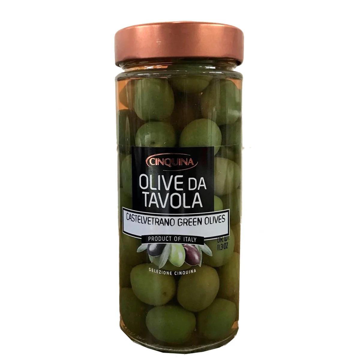 Cinquina Green Pitted Castelvetrano Olives, 11.35 oz | 320g