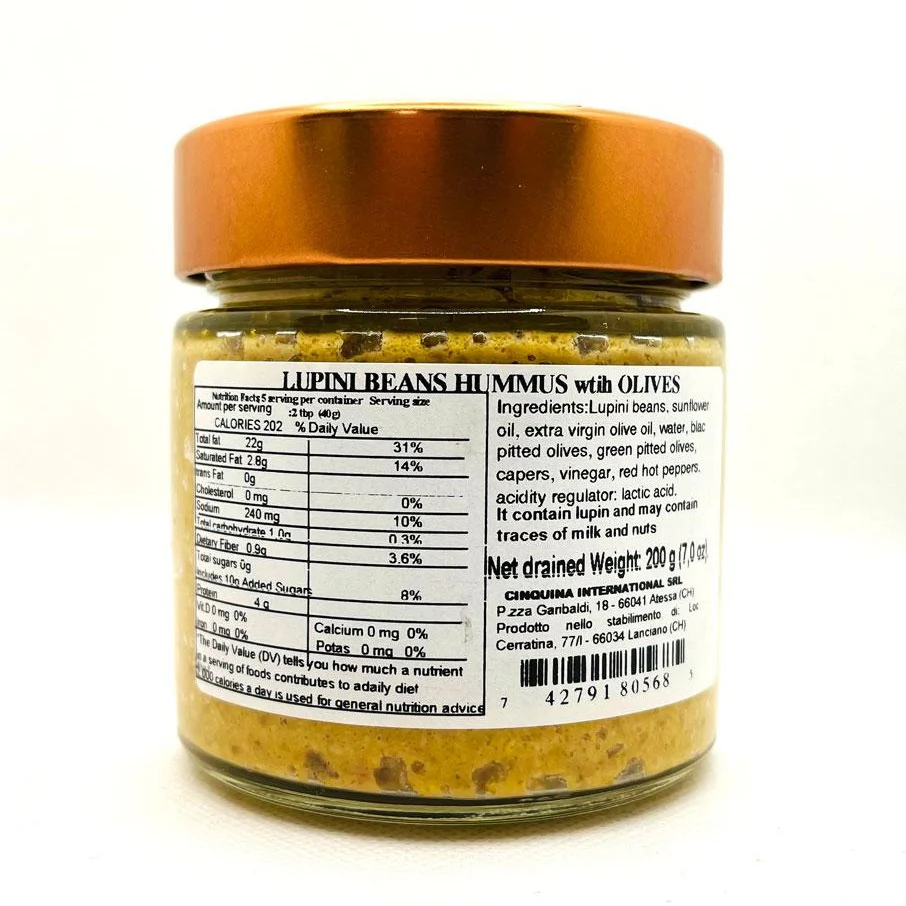 Cinquina Lupini Beans Hummus With Olives, 7 oz | 200g - Image 2