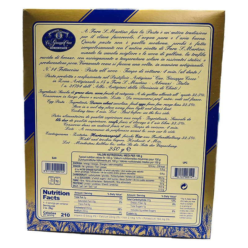 Giuseppe Cocco Egg Fettuccine Pasta, 8.8 oz | 250g - Image 3