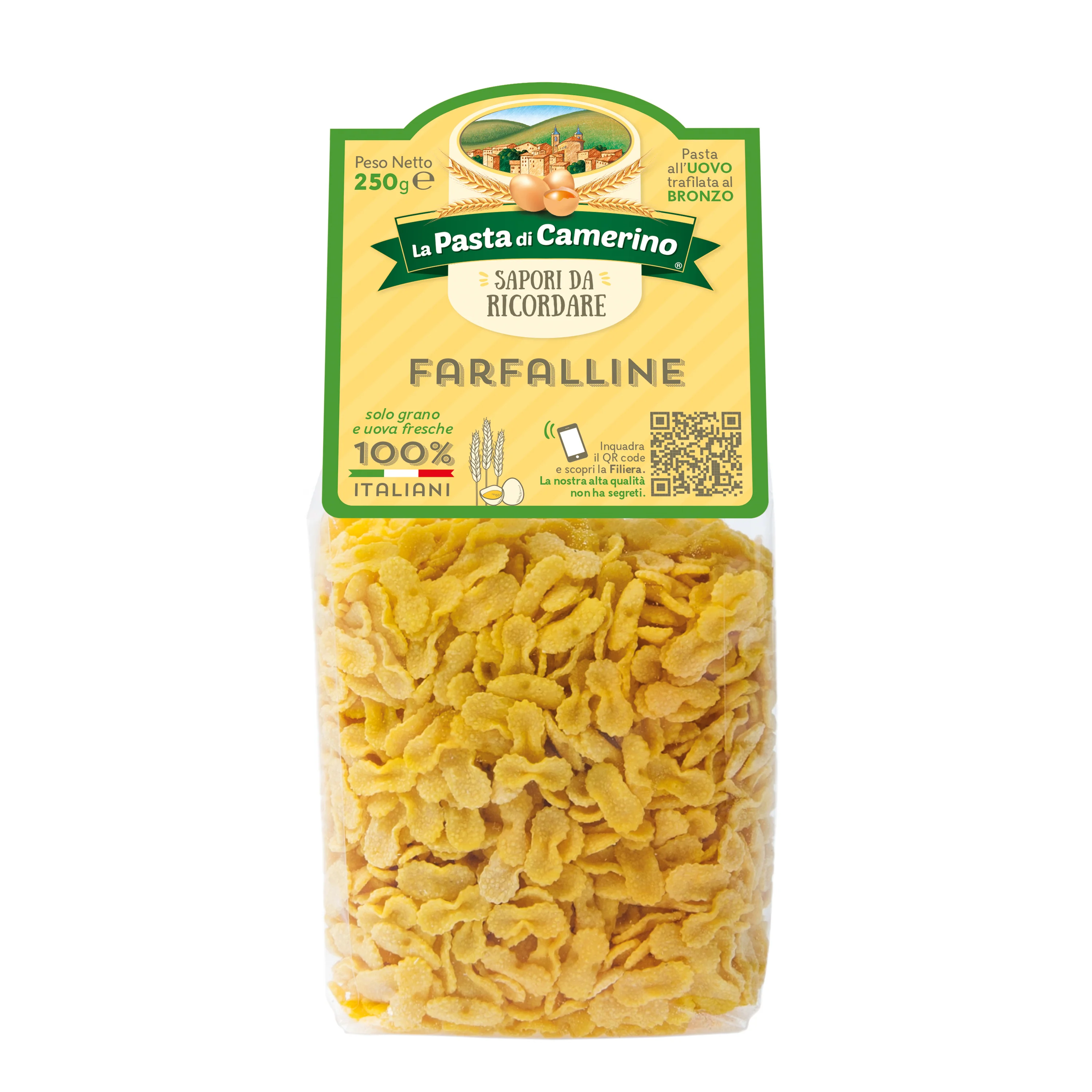 La Pasta di Camerino Farfalline Egg Pasta, Bronze Die, 8.8 oz | 250g