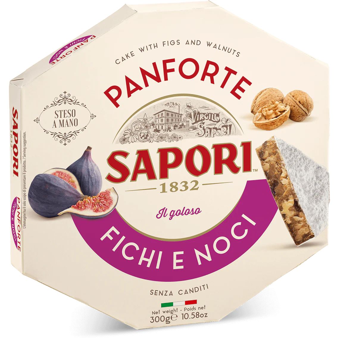 Sapori Panforte Fichi e Noci, Panforte With Fig and Walnuts, 10.58 oz