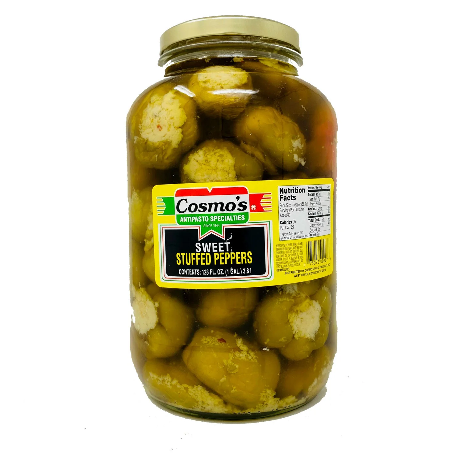 Cosmo's Hot Stuffed Peppers, 128 oz | 1 Gallon Jar
