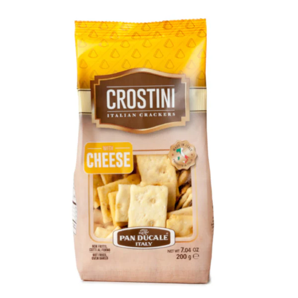 Pan Ducale Crostini Italian Crackers with Cheese, 7.04 oz | 200g