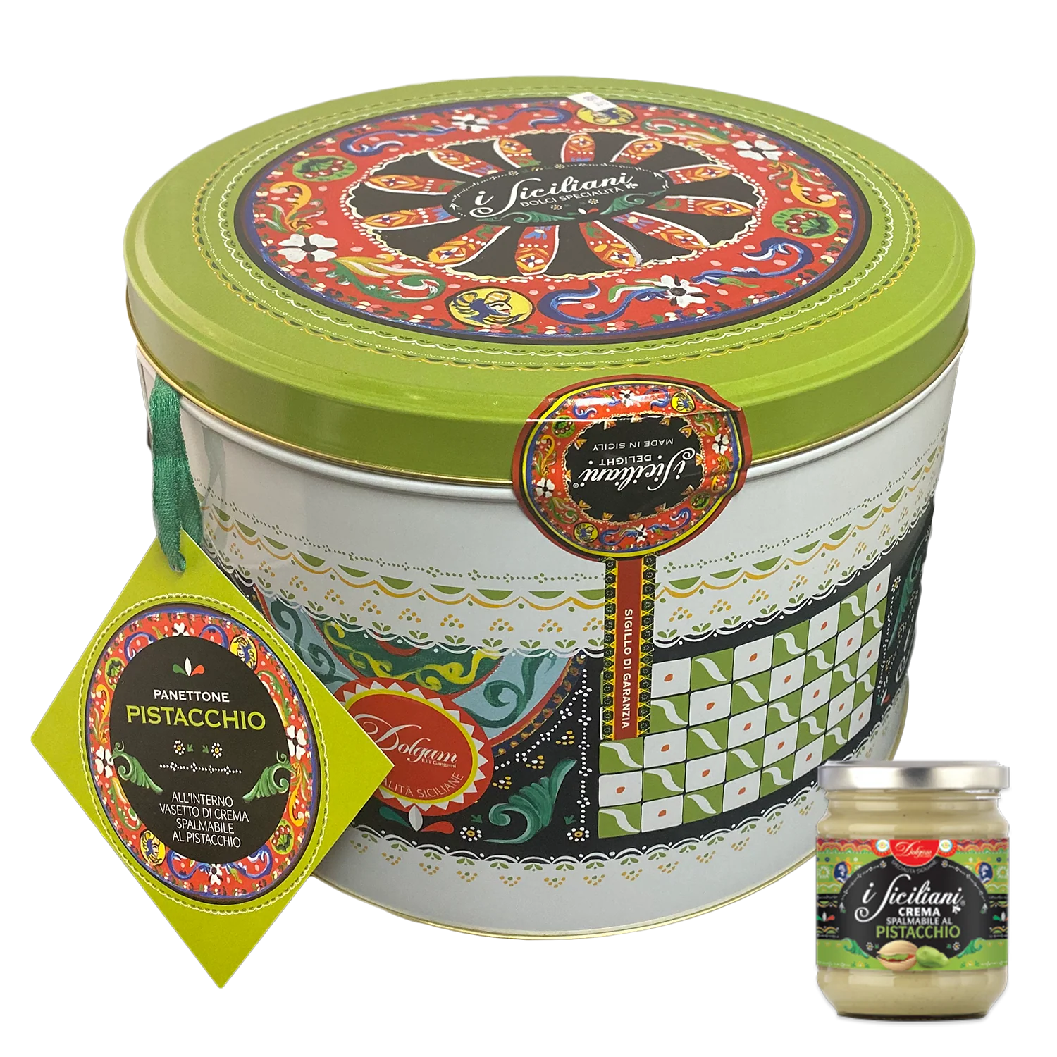 Dolgam Pistachio Panettone Gift TIN, with Pistachio Cream, 28oz - 800g