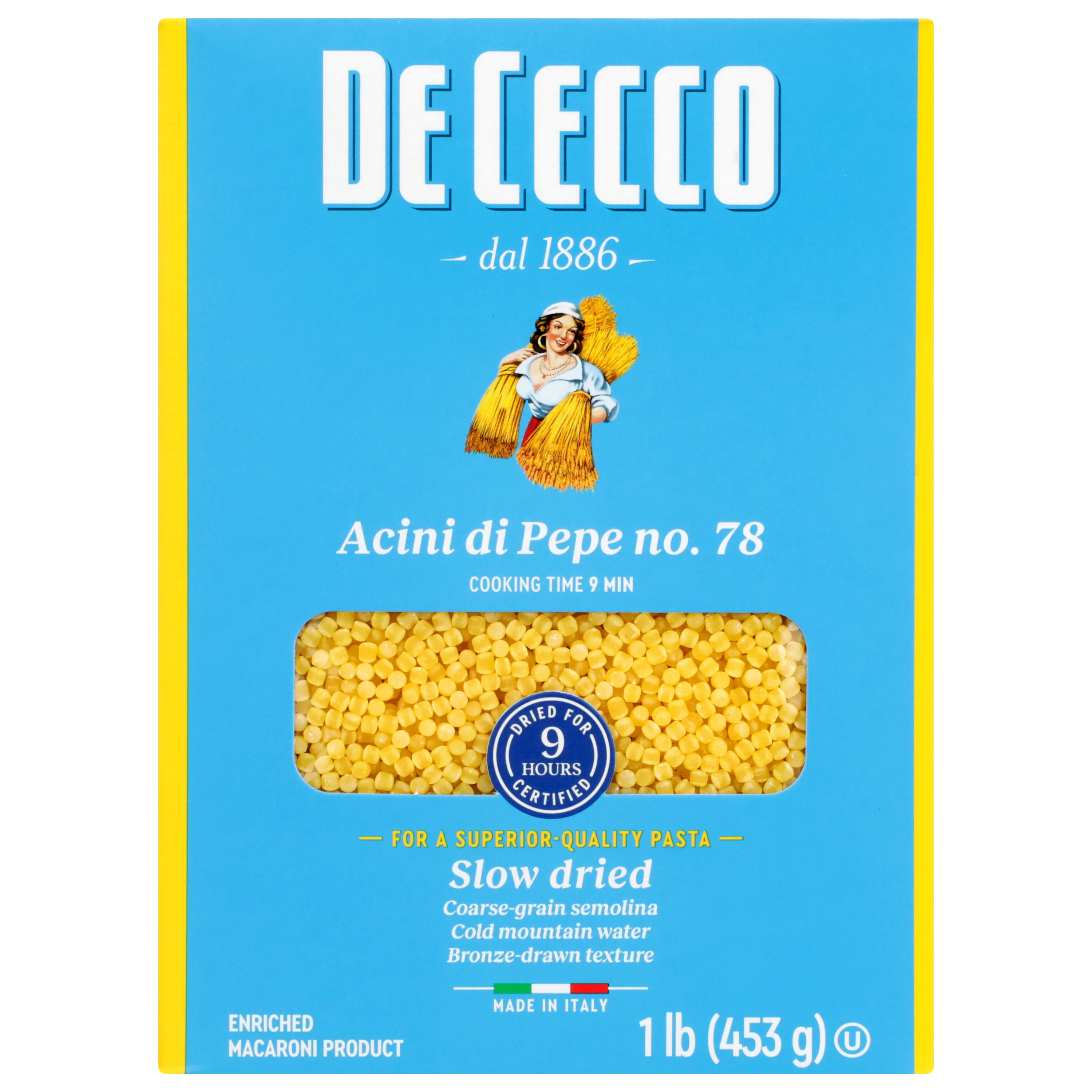 De Cecco Acini di Pepe Pasta No. 78 – 16 oz (1 lb / 454g)