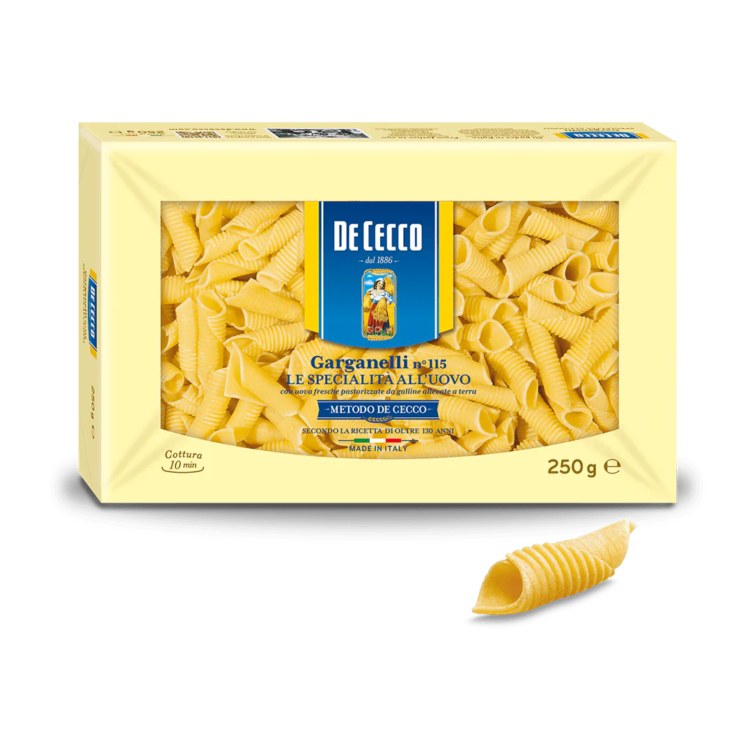 De Cecco Garganelli No. 115 with egg, 8.8 oz | 250 g