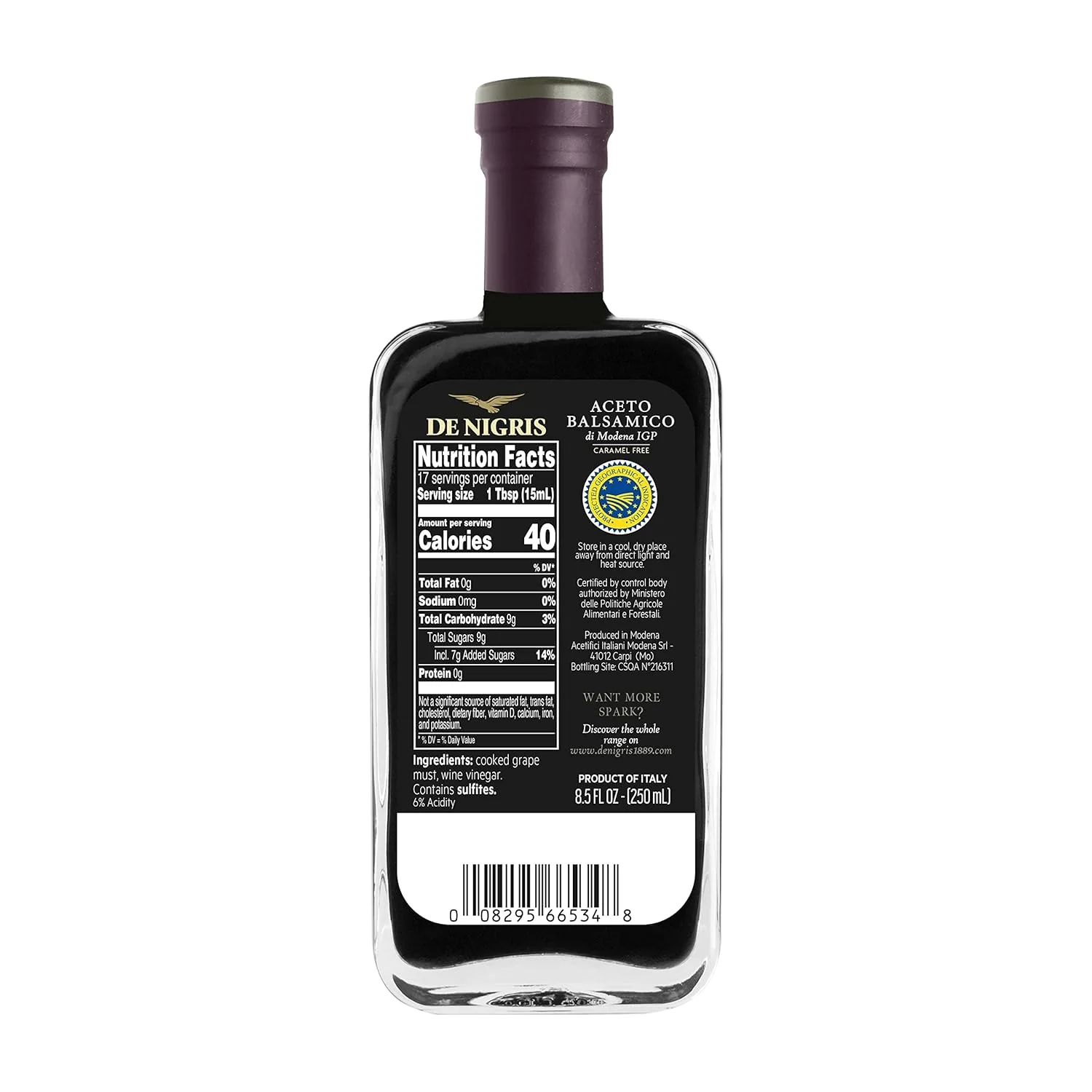 De Nigris Platinum Eagle Balsamic Vinegar of Modena IGP, 8.5 FL OZ | 250 mL - Image 3