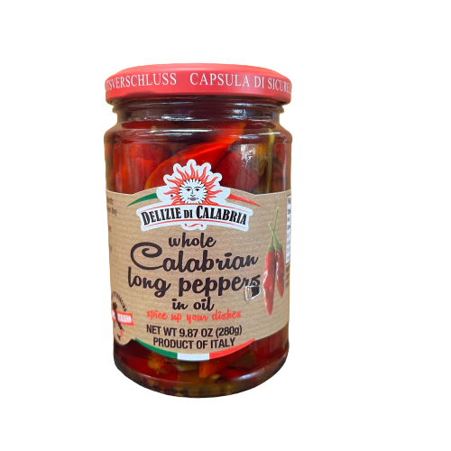 Delizie Di Calabria Whole Calabrian Long Peppers EXTRA HOT, 9.87 oz | 280g