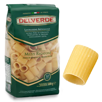 Delverde #20 Mezzi Rigatoni, 1 lb