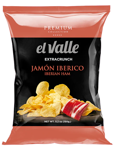 El Valle IBERIAN HAM FLAVORED POTATO CHIPS PREMIUM COLLECTION, 4.82 oz | 150g