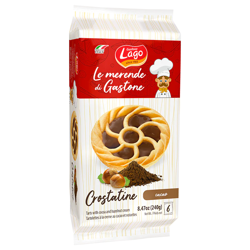 Lago Crostatine Cacao, Tarts with Cocoa And Hazelnut Cream, 8.46 oz | 6 x 1.41 oz