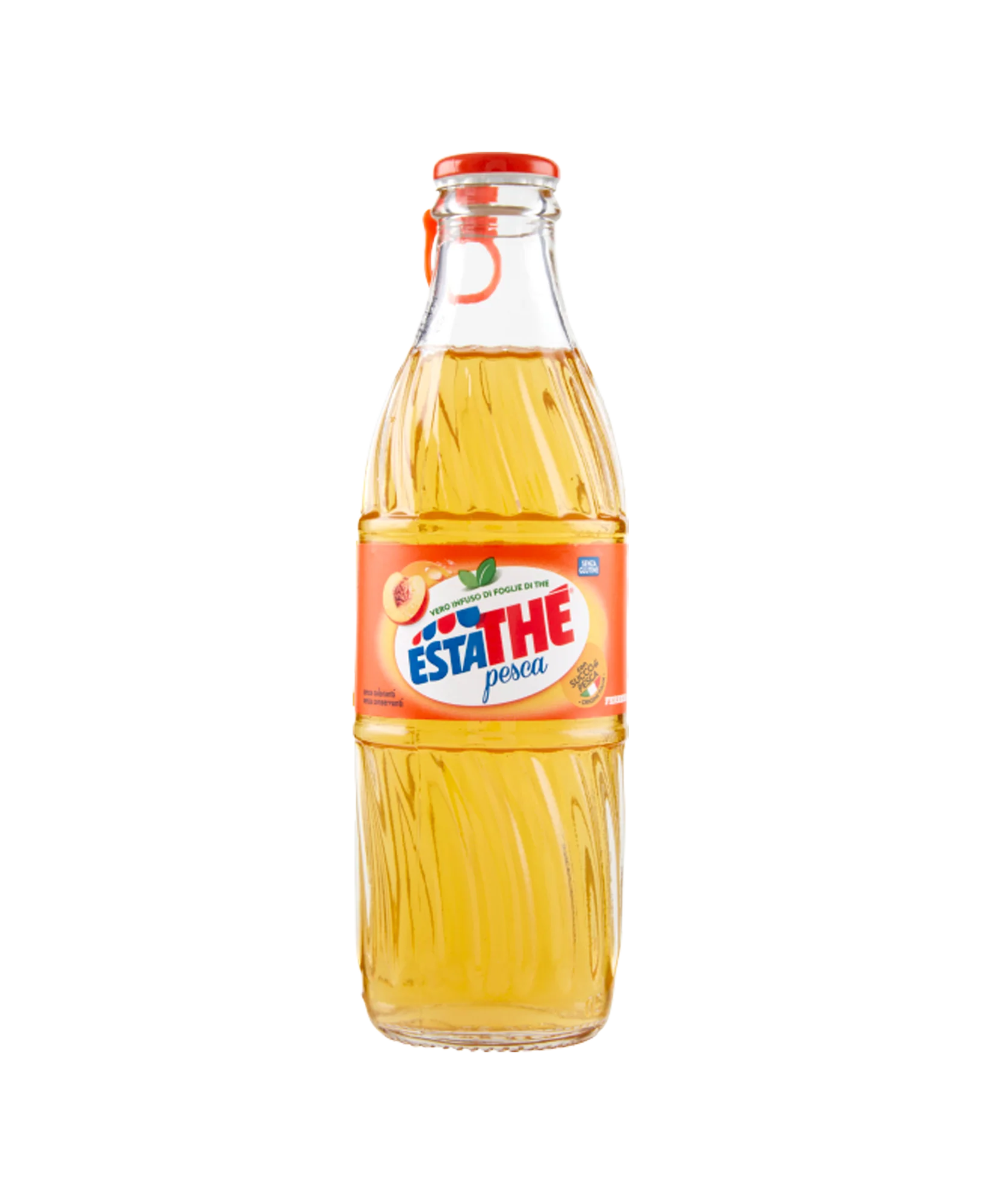 Estathé Peach (Pesca) – Italian Iced Tea in Glass Bottle, 250 ml