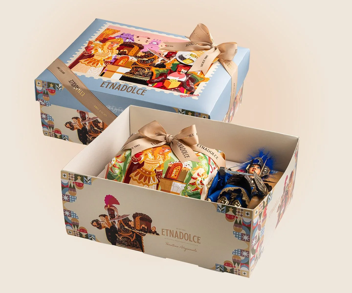 Etnadolce Cassata Siciliana Panettone, 1 kg Gift Box with Sicilian Pupo “Bradamante” - Image 3