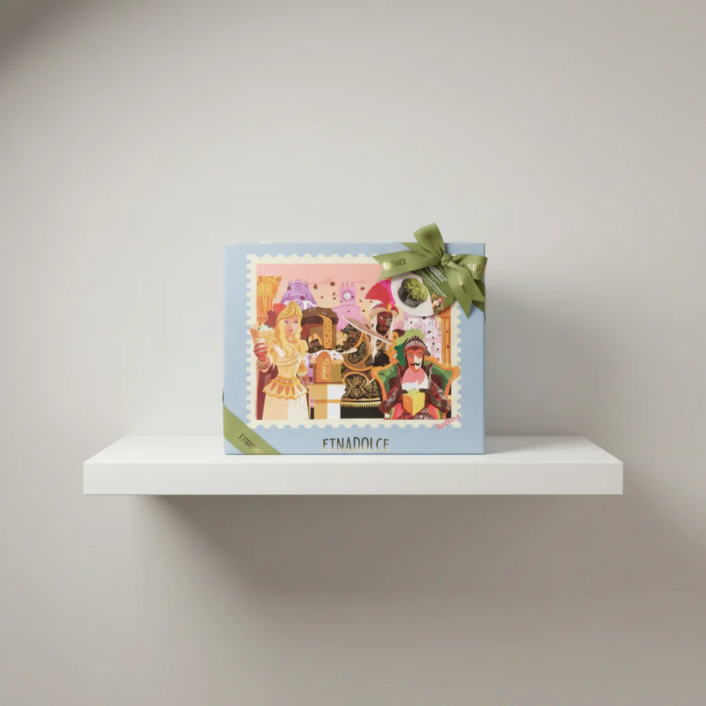 Etnadolce Vulcano Panettone – Salted Pistachio, 1 kg Gift Box with Sicilian Pupo “Orlando” - Image 2