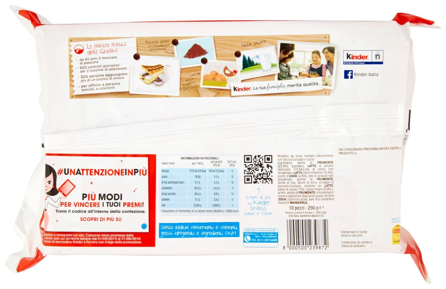 Ferrero Kinder Brioss Latte e Cacao Pack of 10 x 0.98 Oz Pieces - Image 2
