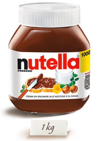 Ferrero Nutella Made in Italy, 1000g (1kg) Glass Jar