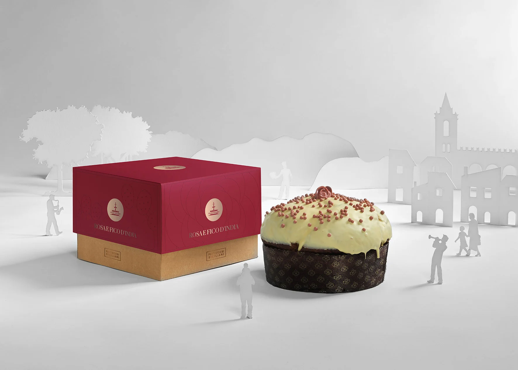 Fiasconaro Panettone with Rose Petal and Prickly Pear Covered with White Chocolate, 2.2 lb | 1 kg - Image 2
