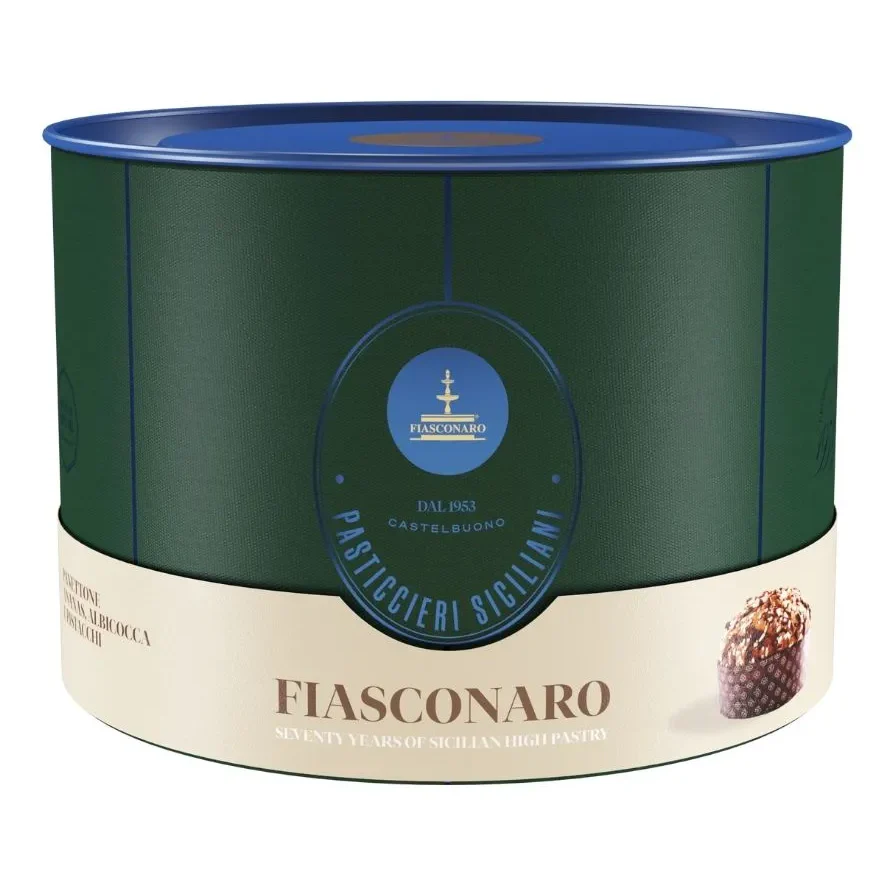 Fiasconaro Pineapple and Apricot, with Pistachio Nuts Panettone Gift Tin, 35 oz | 1kg