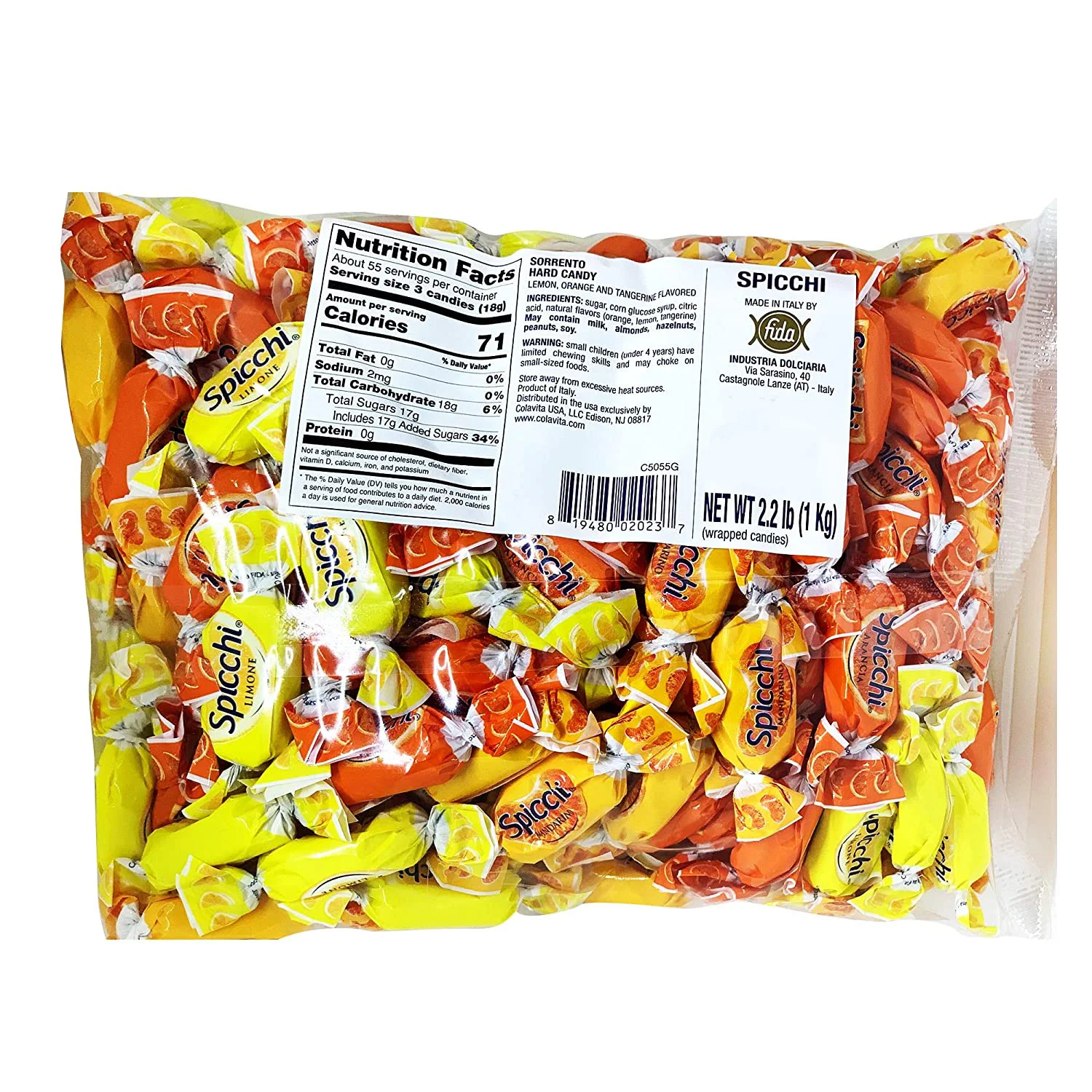 Fida Sorrento, Spicchi Italian Hard Candy, 2 lb | 1kg