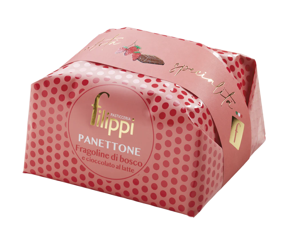 Filippi Panettone Strawberries and Milk Chocolate, 17.63 oz | 500g