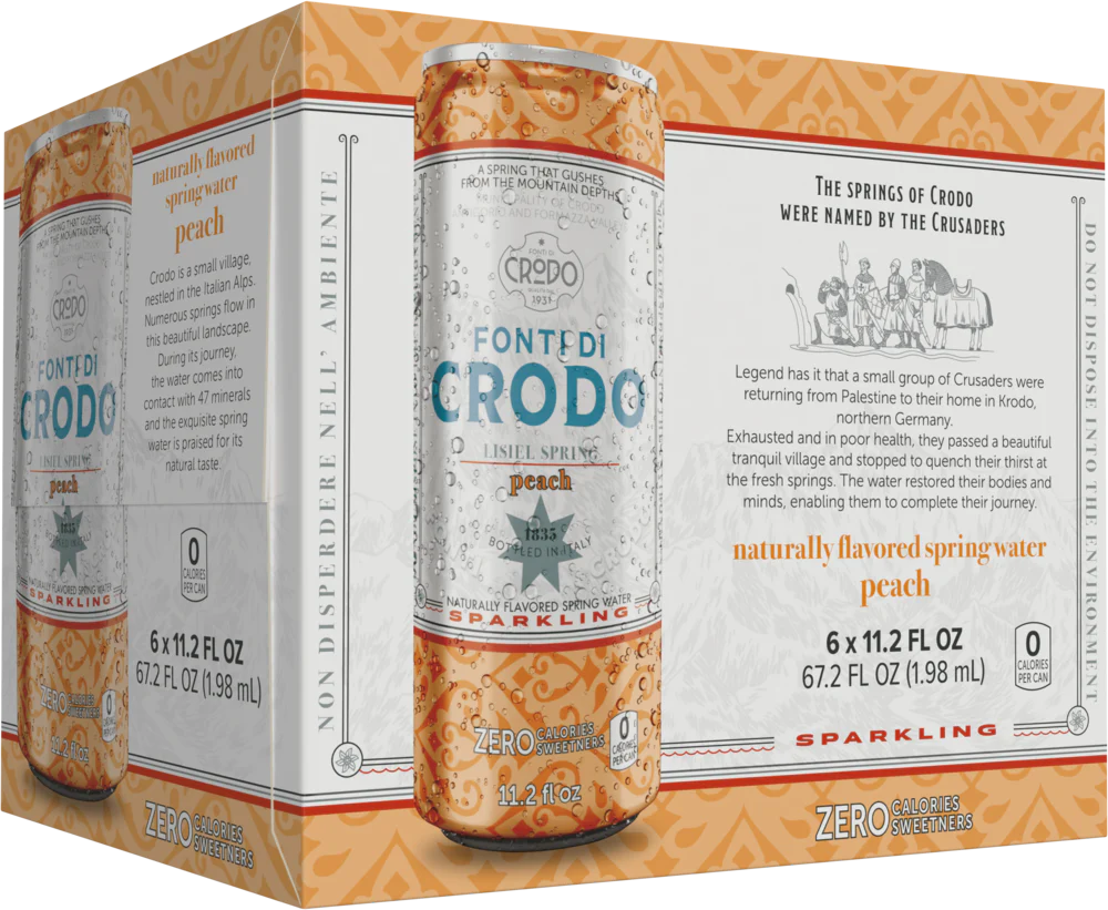 Fonti Di Crodo Peach Sparkling Water, Made in Italy, 6 Pack 11.2 fl oz - Image 2
